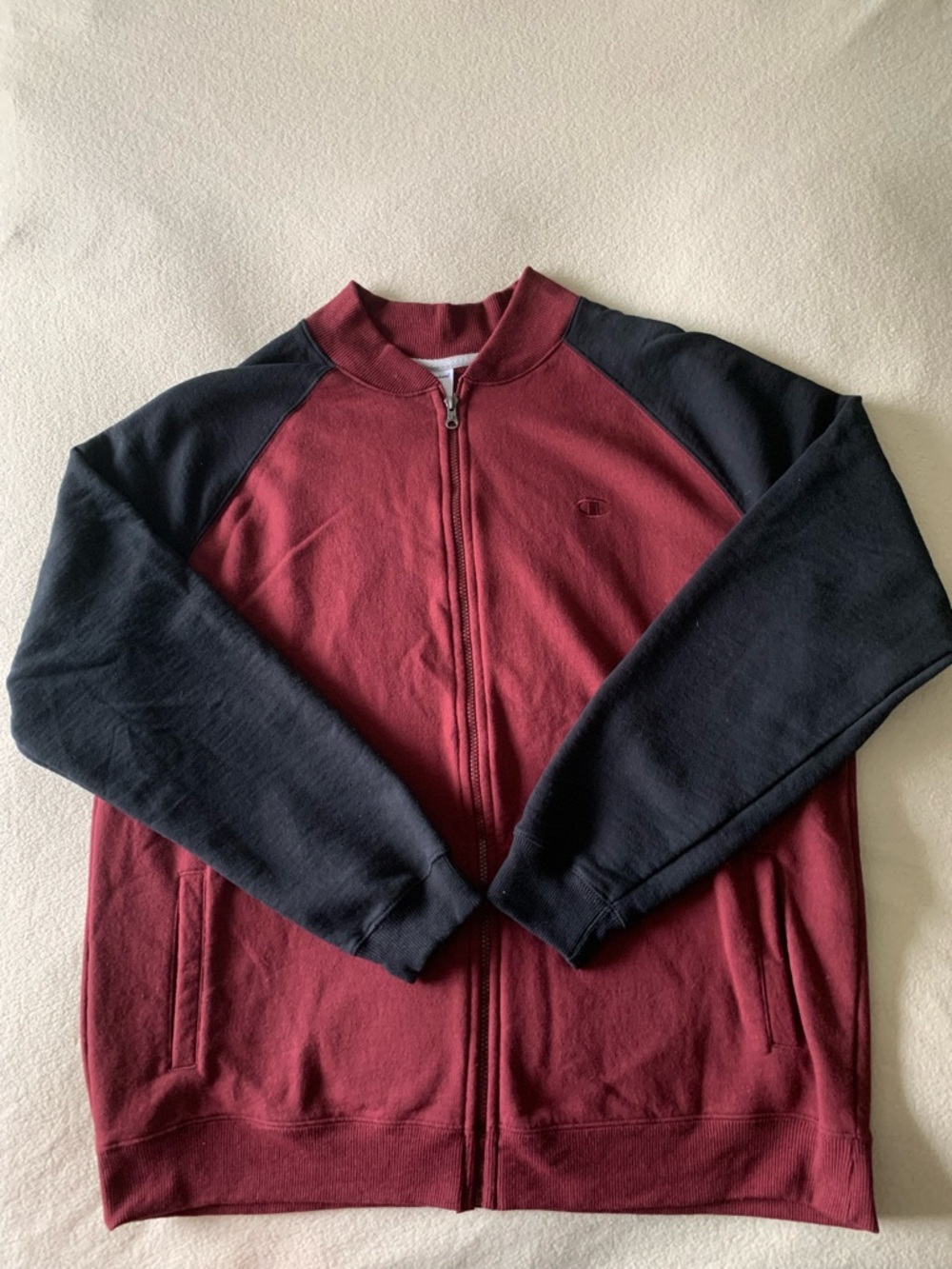 Champion Men's Maroon and Black Zip-Up Sweater Jacket - Picture 1 of 4